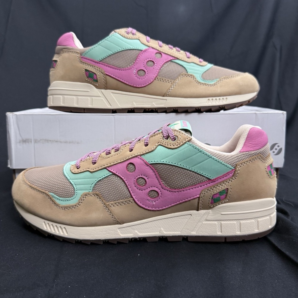 Size 12 Saucony Shadow 5000 Earth Citizen S70746-3 Men's Shoes Tan Pink Teal